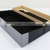Chinese Factories Wholesale Custom High-grade PU Leather 2 Bottles of Red Wine Box, Black Gift Box