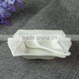 Hot Selling Wholesale White Ceramic Bowl, Cheap Salad Bowl,3 Bowls With 3 Spoons Pvc Box thumbnail-2