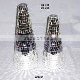Glass Mosaic Iron Vase in Cone Shape and Two Tone Glass Mosaic thumbnail-1