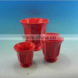 3pcs Red Color Ceramic Garden Planter Pot