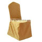 Gold Damask Chair Cover With a Pleat on the Back Bottom thumbnail-2