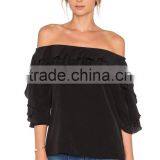 Summer Women Black off Shoulder Design Blouse 2016 thumbnail-1