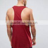 2017 Best Price New Design Summer Custom Red Gym Wear Comfortable Cotton Spandex Fashion Men's Sport Plain Tank Tops thumbnail-2
