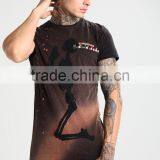 MGOO New Arrival Full Print Mens Streetwear T-Shirt Short Sleeve Longline Curve Bottom T Shirts thumbnail-3