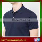 Hot Sale Clothing Plain Two Button Men's Dark Blue Polo Neck Short Sleeve Shirt thumbnail-1