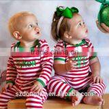Newborn Baby Christmas Pajamas Red and White Stripe Set Unique Boy or Girl Names Monogram Personalized Sleepwear thumbnail-1