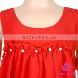 New Style Baby Girls Short Front Long Back Plain Red Chevron Ruffle Sleeveless Dress thumbnail-5