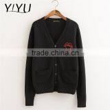 High Quality Winter Knit Cardigan Sweater Fashion Black Thick School Uniform thumbnail-3
