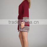 FASHION DRESS PRINTED BORDER SASH TIE DRESS thumbnail-2
