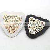 Black/white PU Leather Label With Gold Metal Alloy Logo Clothing Label for Jeans/jacket PLB-018 thumbnail-4