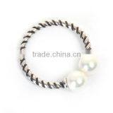 White Copper Cable Twisted Open Rings Antique Silver White Acrylic Imitation Pearl Spiral thumbnail-2