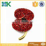 2017 Customized Red Poppy Brooch Rhinestone Crystal Gold Plated Badge Pin Remembrance Day Awareness thumbnail-1