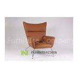 Outdoor or Restaurant Carl Hansen Wing Chair , Brown Leather Living Room Lounge Chairs