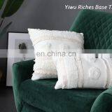 Wholesale Decorative Boho Style Sofa Use Throw Pillow Cushion Cover Boho Tufted Pillow Case With Lace thumbnail-1