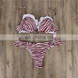 Colorful Stripe Printed Ruffle Micro Bikinis Set Neon High Waist Swimsuit Women Sexy Hot G String Push Up Swimsuit thumbnail-6