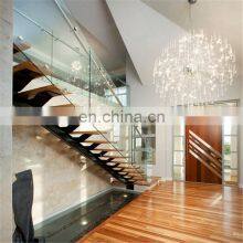 CBM Exclusive Carbon Steel Beam Solid Wood Tread 1m Tempered Glass Rail Stair Customized Indoor Straight Staircase thumbnail-1