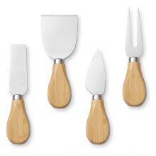 Wholesale Bamboo Wood Cheese Boards and Knife Set Bamboo Serving Platter Cheese Cutting Board Set thumbnail-4