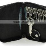 Slim Men Leather Key Chain / Cashmere Hook Zipper Key Case With Valet