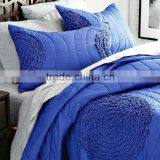4pcs Jacquard Cotton Quilt Sets 205TC King Size Blue Color thumbnail-1