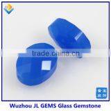 Synthetic Double Facet Cut Milky Blue Glass Oval Shaped Beads For Decoration
