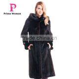 2015 Autumn And Winter Women Medium Length Coat With Mink Fur Hat Overcoat thumbnail-2