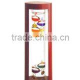 Galileo Thermometer with Wooden Frame Red