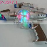 Super Spinning Red Laser Blinking LED Light Up Flashing Space Pistol Toy Gun with Sound Effect