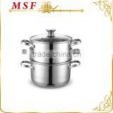 MSF-3176 24cm Stainless Steel Steamer Set Golden Handles Food Steamer Pot thumbnail-6