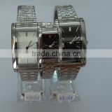 Branded rectangle shape couple metal watch best finished silver watch for pair