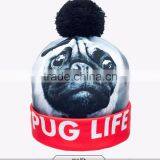 2015 Latest Top Selling Pug Cartoon Characters Beanie Hat Printed 3d Beanie thumbnail-2