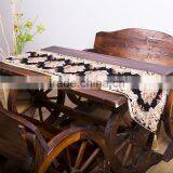 Plus 100% Linen Table Runner Pure Natural Linen Hemstitch Table Runner Black Flower Linen Table Runner thumbnail-1