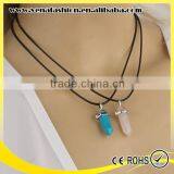 Vial Pendant Blue Stone Leather Choker Necklace for Women thumbnail-1