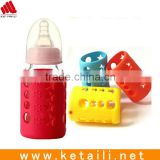 Standard milk feeding bottle glass baby bottle with protective silicone sleeve