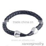 Braided Stainless Steel Black Truth Leather Bracelet