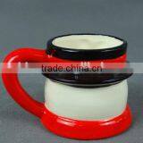 Creative Hot-selling Lovely Cartoon Christmas Snowman Model of Red and Black Ice Cream Ceramic Mug With Handle thumbnail-3