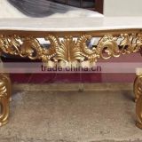 Hand Carved Wooden Furniture - Console Table with Marble Top