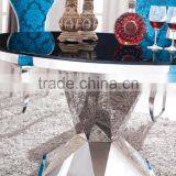 Elegant 304 Stainless Steel Dining Room Table With Upholstered Dining Chairs thumbnail-2