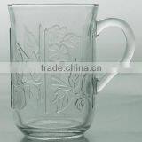 Haonai Hottest Selling Glass Coffee Mug With Embossed Logo,glass Cup With Handle thumbnail-1