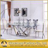2017 Most Popular Wedding Banquet Stainless Steel Leg Glass Dining Table