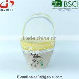 With Handle and Linen Fabric Plant Pot Cover, Burlap Easter Basket for Flowers thumbnail-1