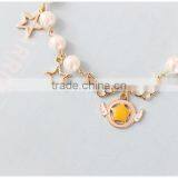 Angel Wing Planet Cross Star Charms Bracelet Pearl Bead Linked Bracelet thumbnail-4