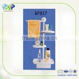 3 Tier Corner Shelf Bathroom Pole Shelf Plastic Storage Shelf thumbnail-1