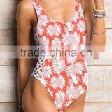 Ladies Print and Side Braid One-piece Swimwear thumbnail-2