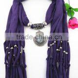 Customizable Digtial Printed Metal Tassel Charm Jewelry Scarves High End Long Wrapped Scarves Office Lady Costume Jewelry thumbnail-5