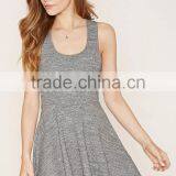 Plain Vest Dress With Racer Back Grey Blank Sleeveless Baseball Mini Dress Skater Dress With Your Own Label thumbnail-2
