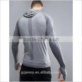2017 New Sports T Shirt Running Long Sleeve Slim Fit T Shirt With Hoods In Gray thumbnail-3