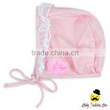 Soft Cotton Children Trim Floral Young Girl Kids Beach Matching Frenulum Pink Lace Swimwear Cap thumbnail-1