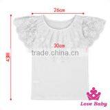 Fashion Children Summer Clothes Plain White Flutter Sleeve Cape Design Baby Girl Lace Puffy Tops thumbnail-6