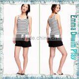 New Fashion Girl's Fitted Black White Striped Cotton Slinglet Tank Tops thumbnail-3
