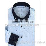 Mens Long Sleeve Contrast Color Printed Oxford Casual Shirt thumbnail-4